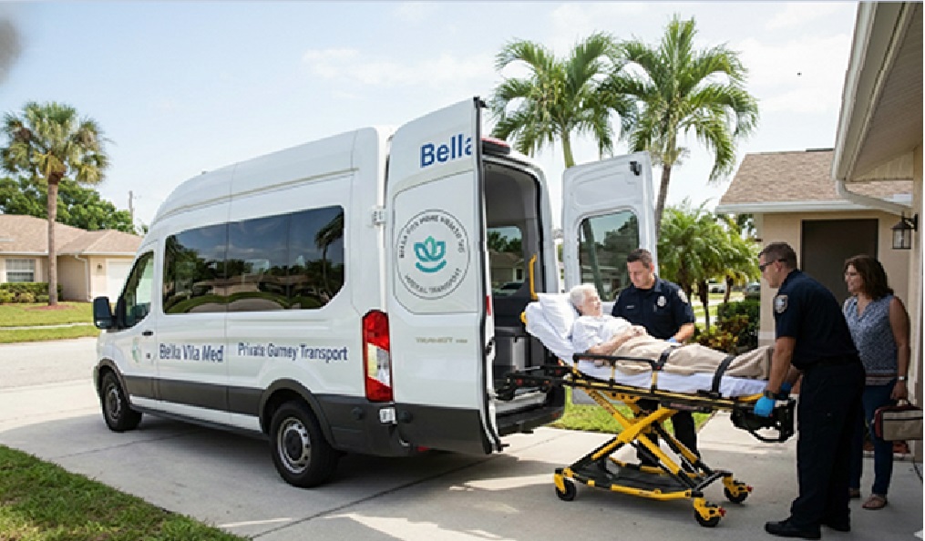 Professional medical transportation service in action